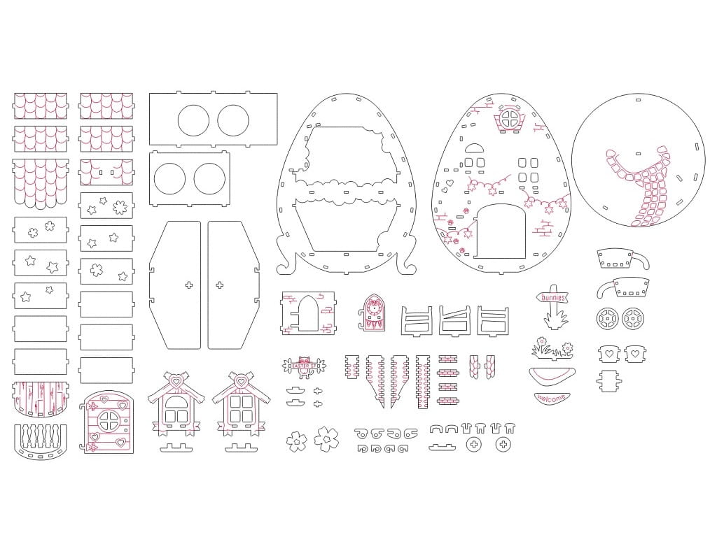 Laser Cut Easter Egg House Table Decor