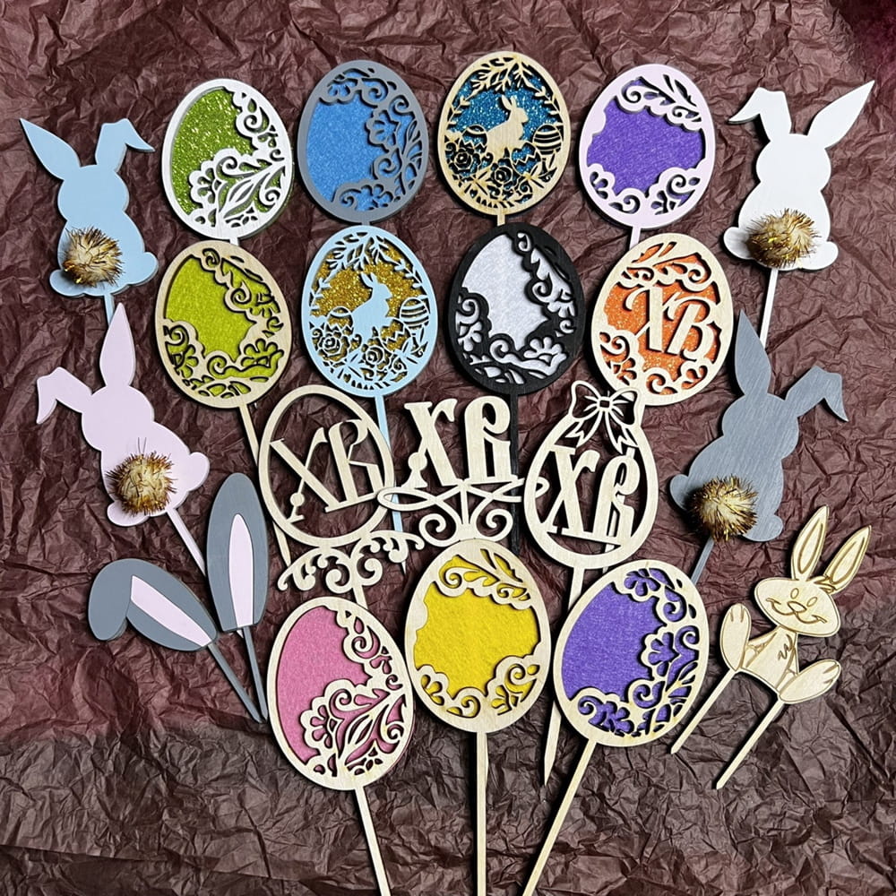 Laser Cut Easter Cupcake Toppers