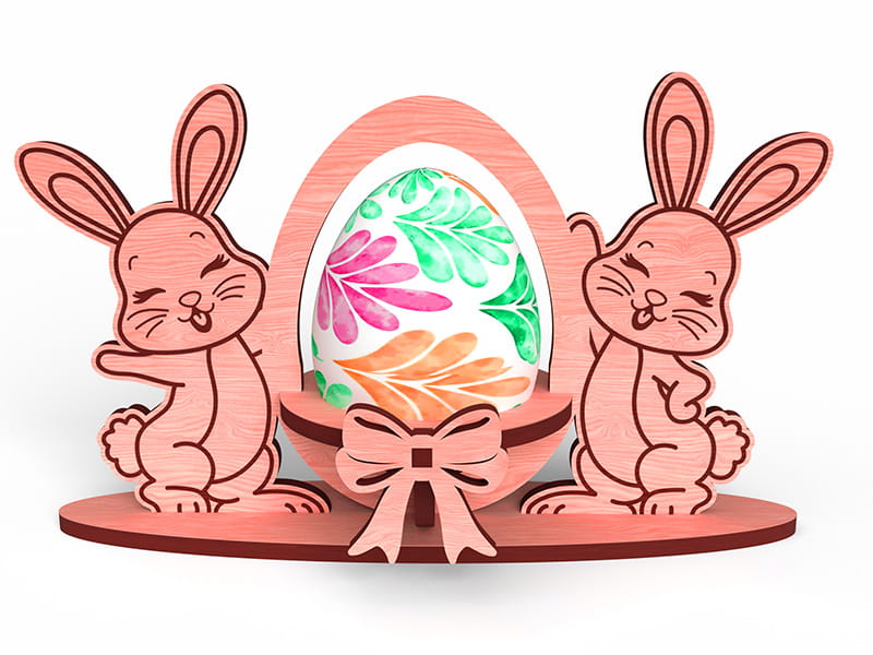 Laser Cut Easter Egg Holder Stand With Bunnies
