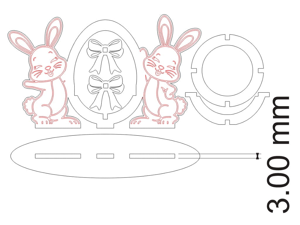 Laser Cut Easter Egg Holder Stand With Bunnies