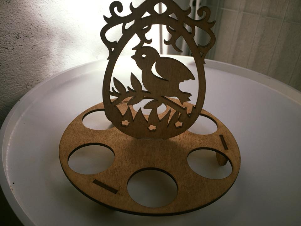 Laser Cut Easter Egg Holder Tray With Bird