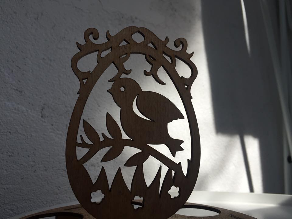 Laser Cut Easter Egg Holder Tray With Bird