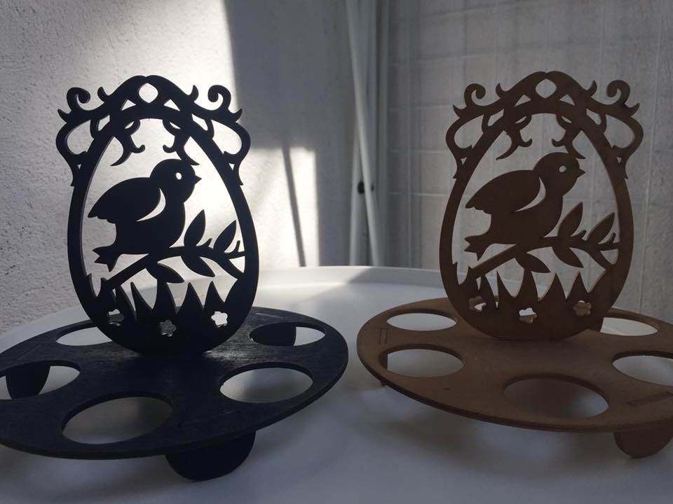 Laser Cut Easter Egg Holder Tray With Bird