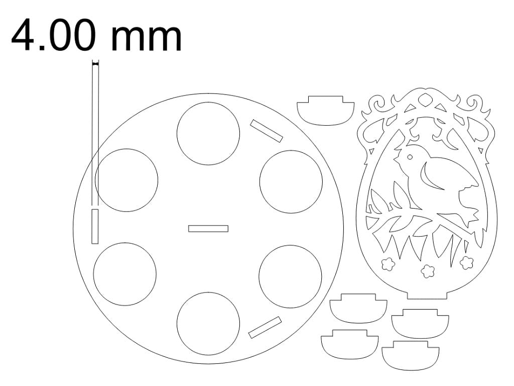 Laser Cut Easter Egg Holder Tray With Bird