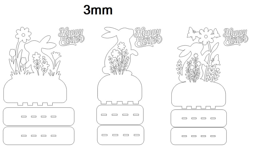 Laser Cut Floral Easter Bunny Rabbit Decor Stand