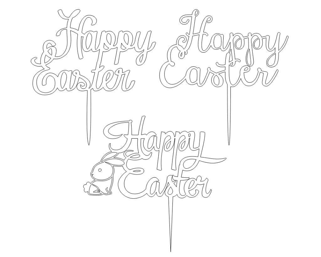 Laser Cut Happy Easter Cake Topper