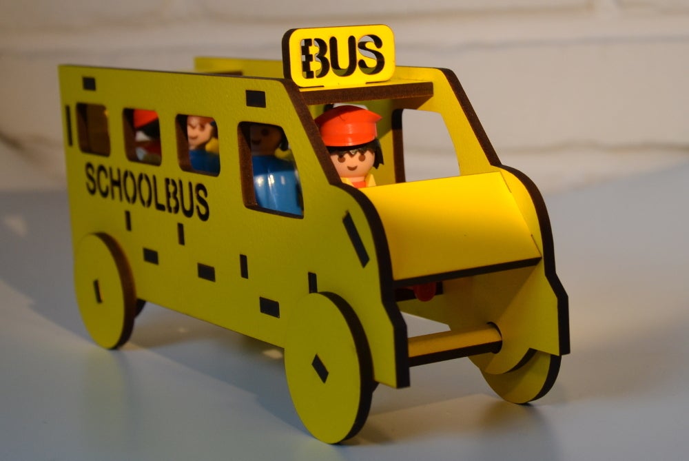 Laser Cut Kids School Bus Toy