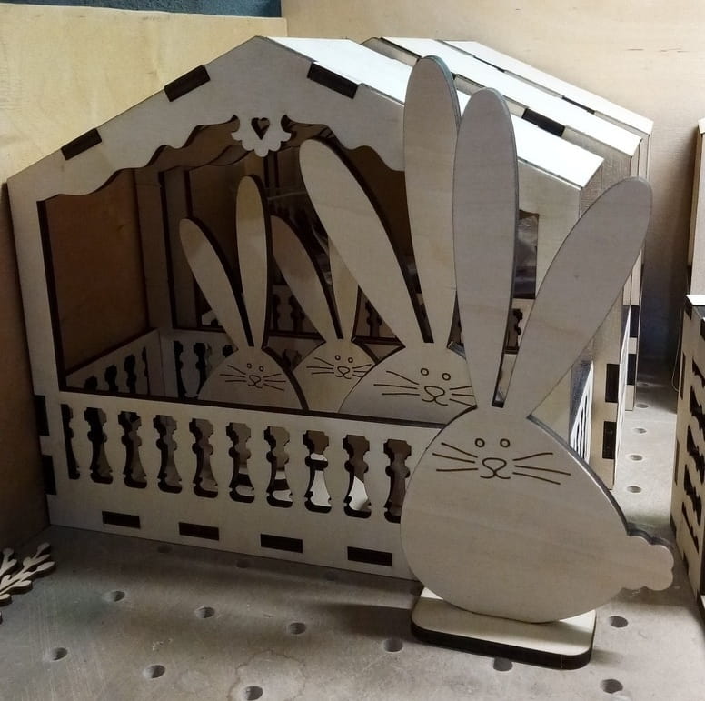 Laser Cut Standing Easter Bunny Decor