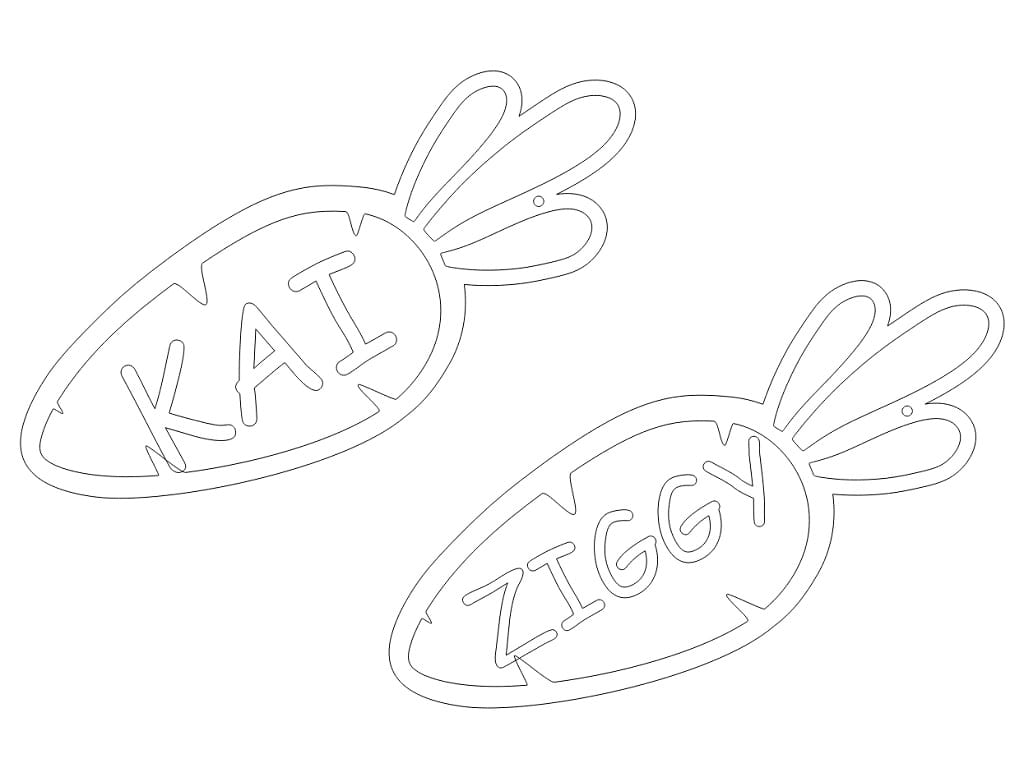 Laser Cut Personalized Wooden Carrot Easter Basket Name Tags