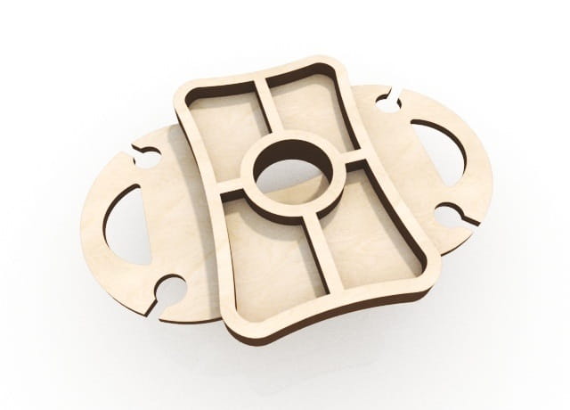 Laser Cut Portable Wine Bottle and Glasses Holder Table