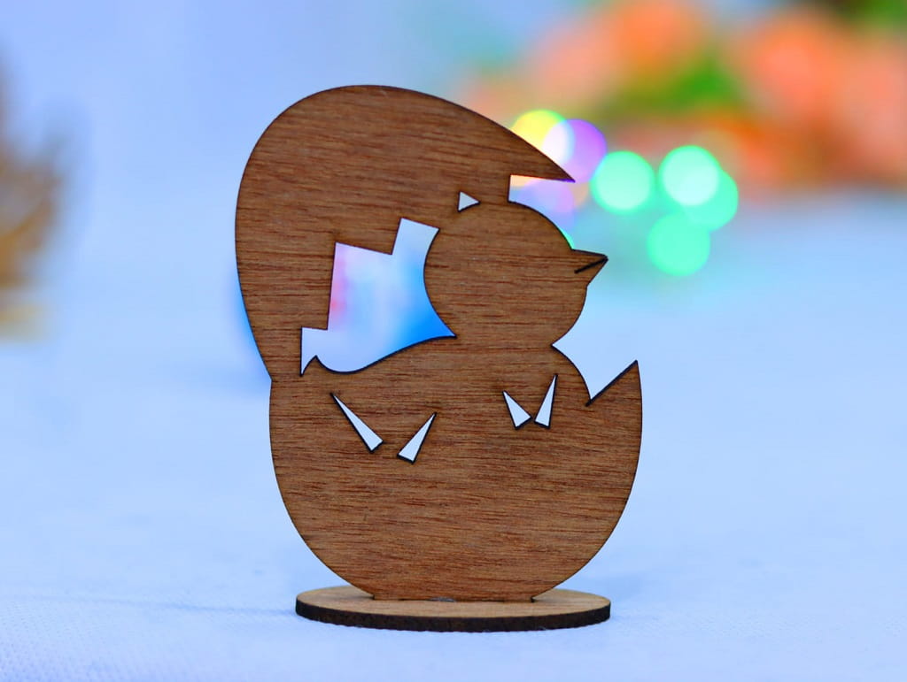 Laser Cut Chick In Easter Egg Decor