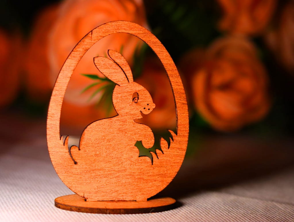 Laser Cut Easter Egg Bunny Decor