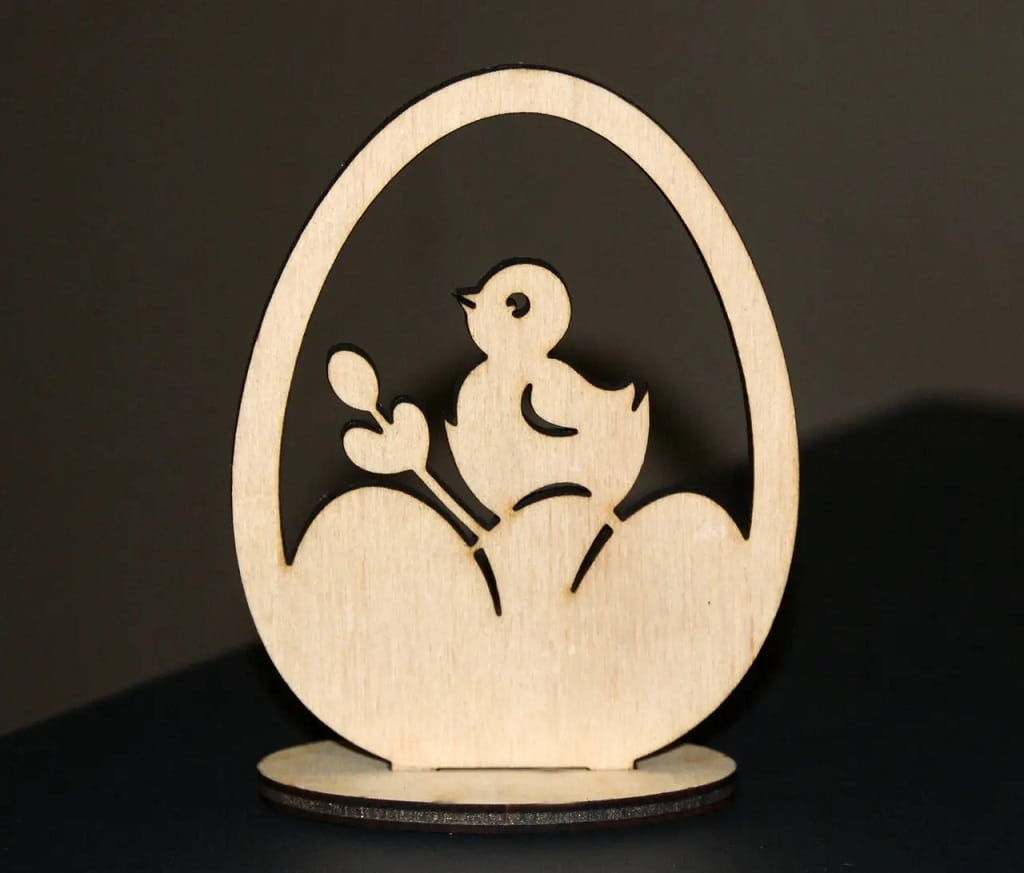 Laser Cut Easter Egg Chick Decor