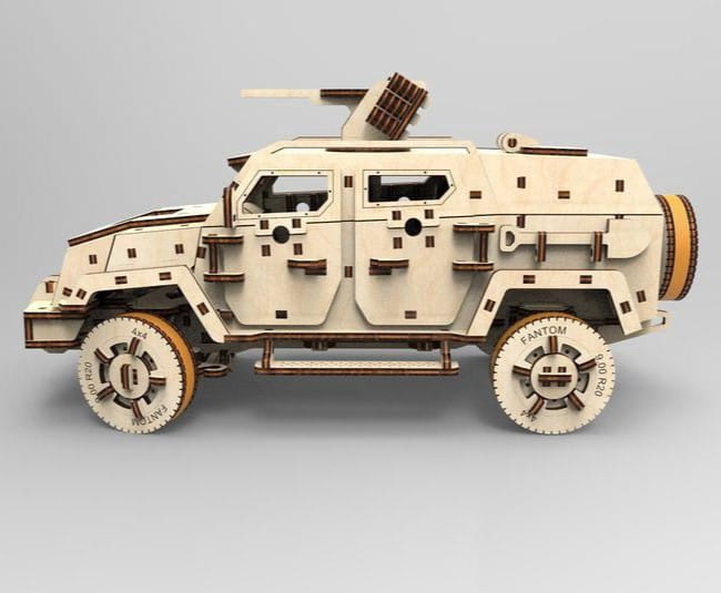 Laser Cut Armored Car Mechanical 3D Puzzle