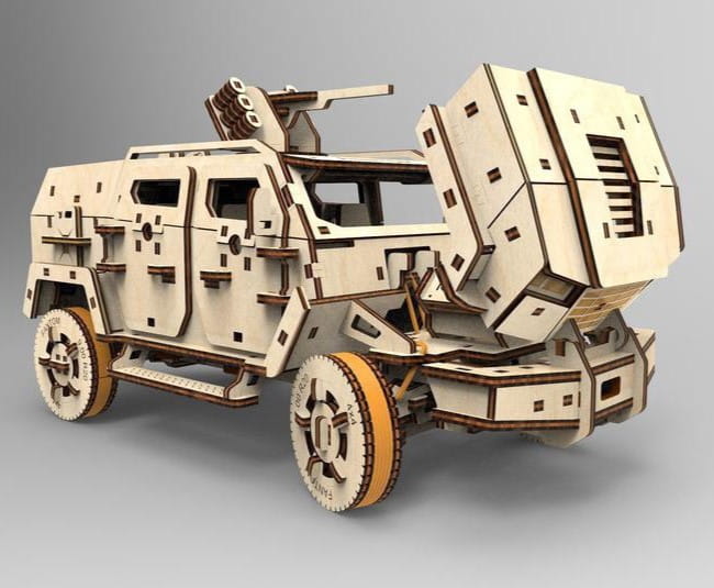 Laser Cut Armored Car Mechanical 3D Puzzle