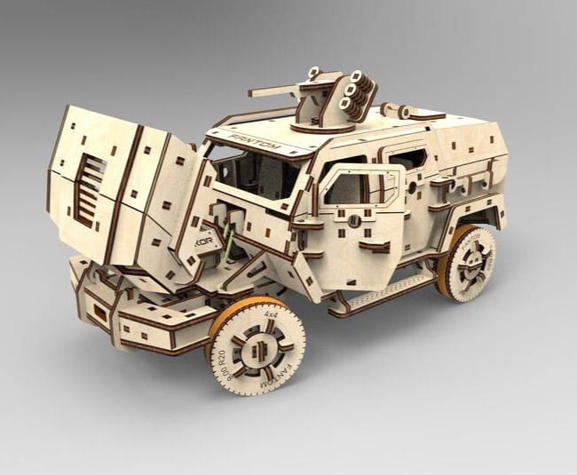 Laser Cut Armored Car Mechanical 3D Puzzle