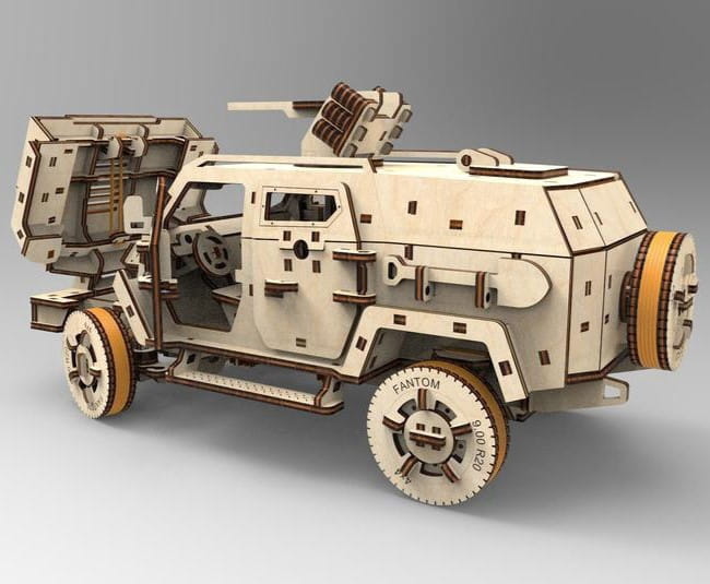 Laser Cut Armored Car Mechanical 3D Puzzle
