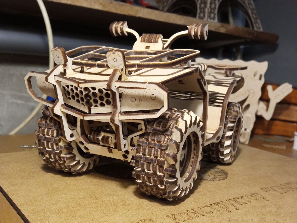 Laser Cut ATV Quad Bike 3D Wood Model Puzzle Kit