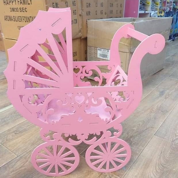 Laser Cut Baby Shower Carriage Centerpiece