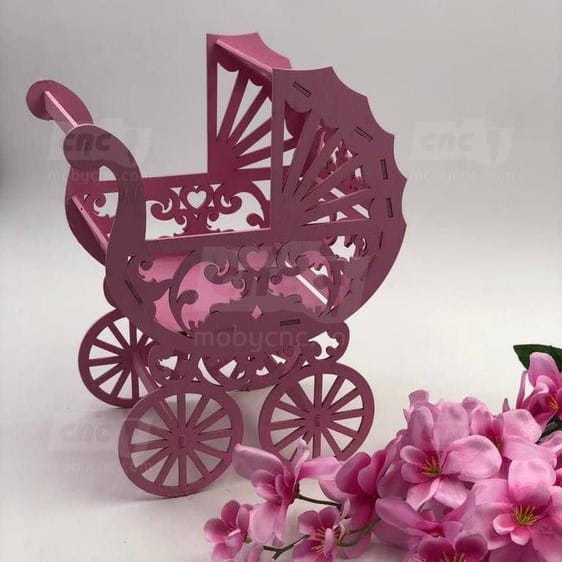 Laser Cut Baby Shower Carriage Centerpiece