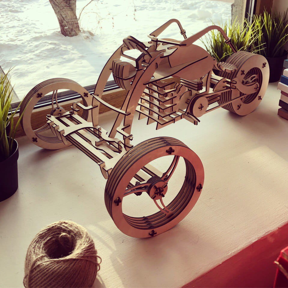 Laser Cut Bike 3D Wood Puzzle Model Kit