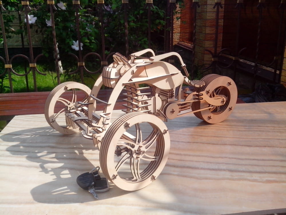 Laser Cut Bike 3D Wood Puzzle Model Kit