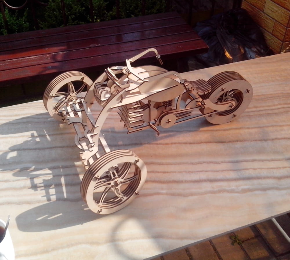 Laser Cut Bike 3D Wood Puzzle Model Kit