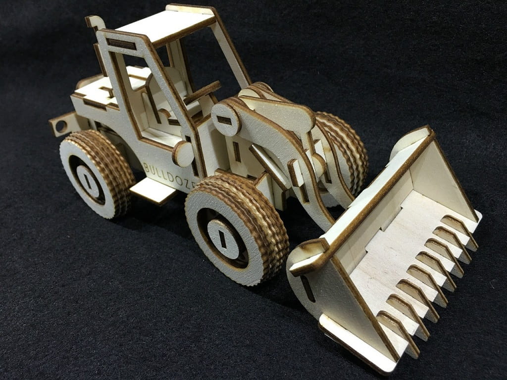 Laser Cut Bulldozer Tractor 3D Woodcraft Puzzle Kit