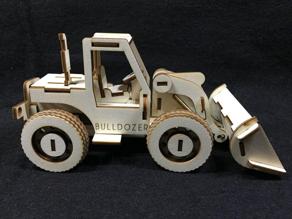 Laser Cut Bulldozer Tractor 3D Woodcraft Puzzle Kit