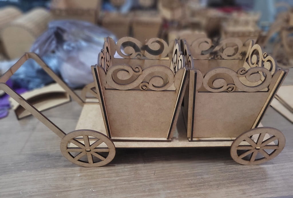 Laser Cut Cart With Flower Pots