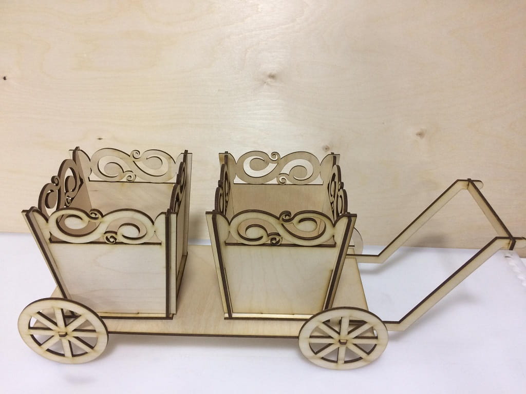 Laser Cut Cart With Flower Pots
