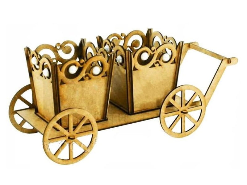 Laser Cut Cart With Flower Pots