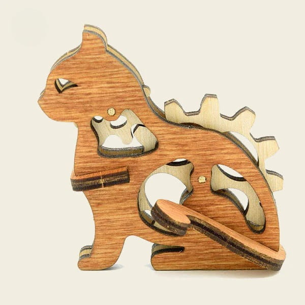 Laser Cut Cat Mechanical Gear Puzzle Toy