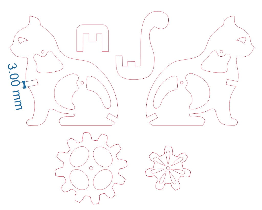 Laser Cut Cat Mechanical Gear Puzzle Toy