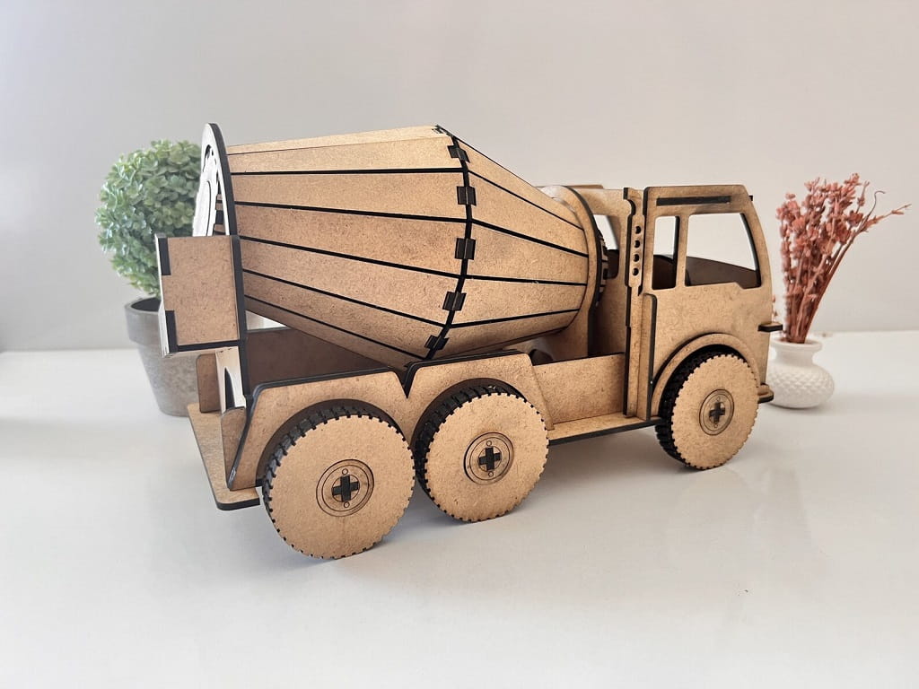 Laser Cut Cement Mixer Truck 3D Puzzle Wood Model