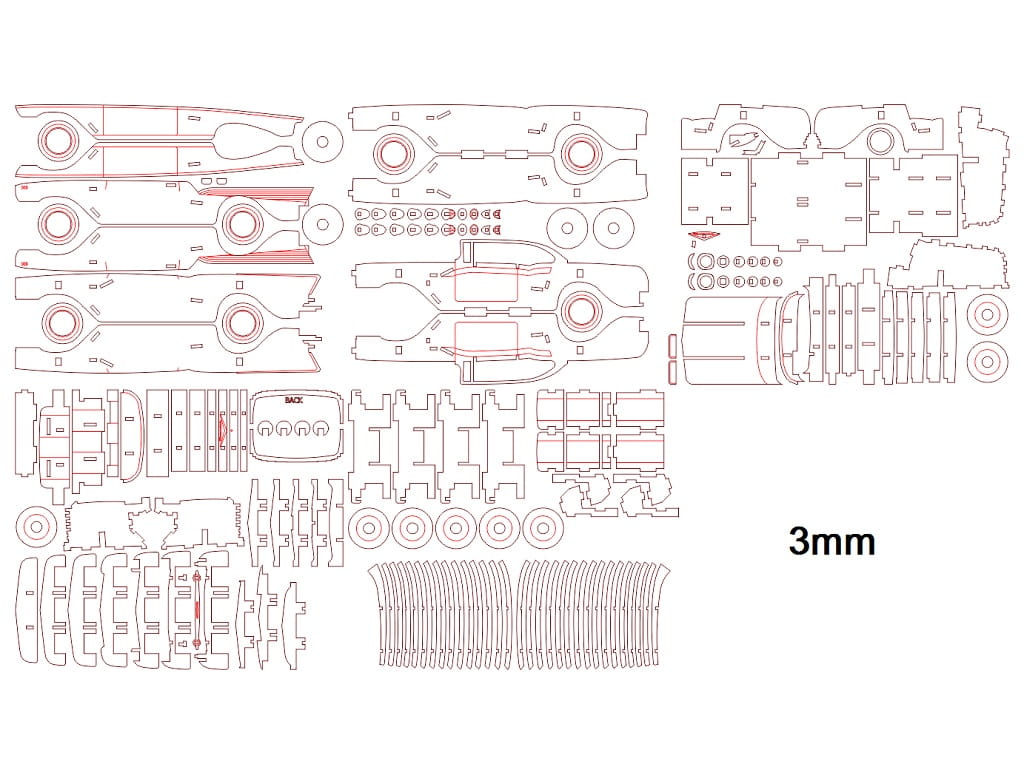 Laser Cut Chevrolet Bel Air 1957 3D Wood Model Kit