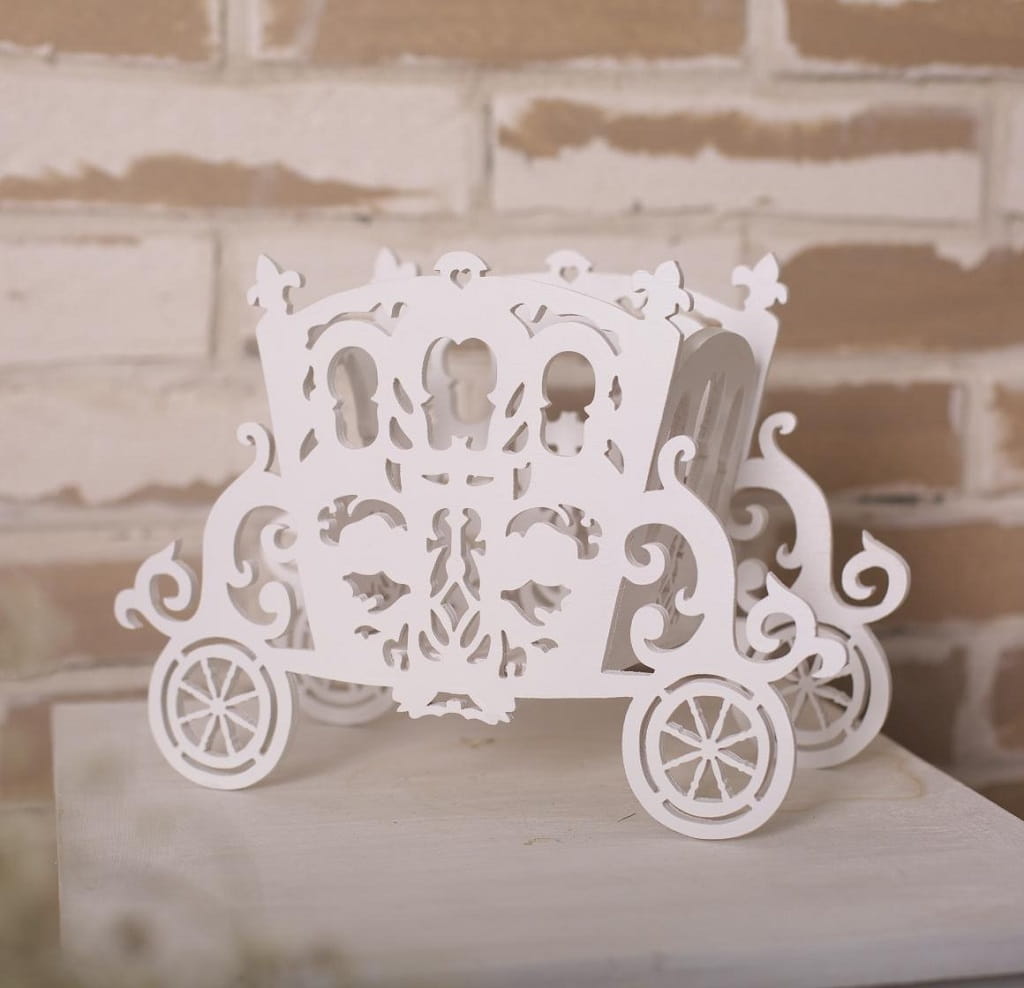 Laser Cut Cinderella Carriage Flower Holder