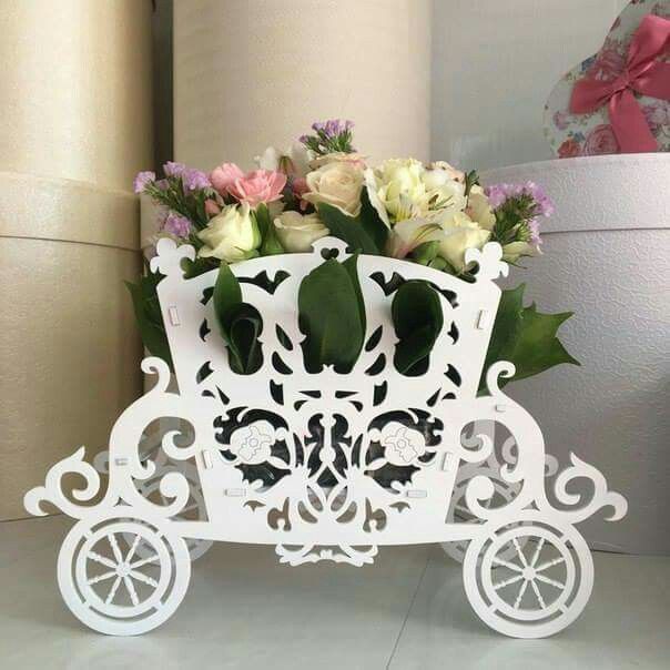 Laser Cut Cinderella Carriage Flower Holder