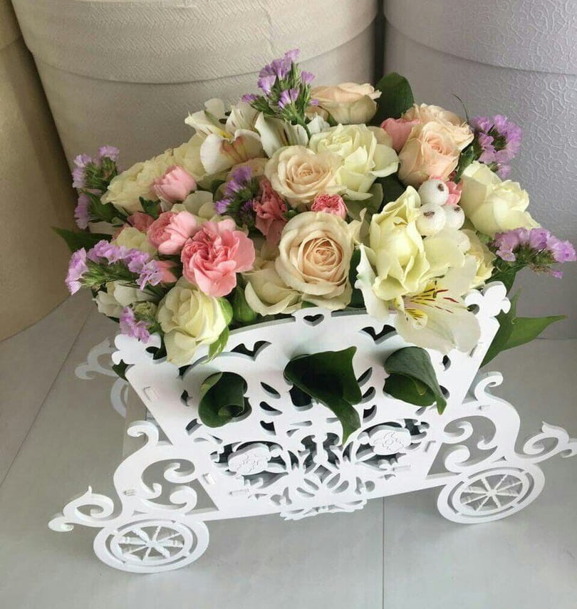 Laser Cut Cinderella Carriage Flower Holder
