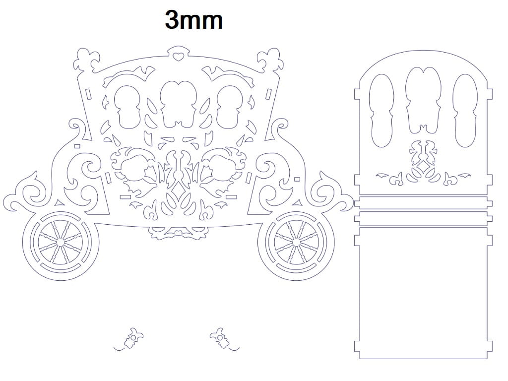 Laser Cut Cinderella Carriage Flower Holder