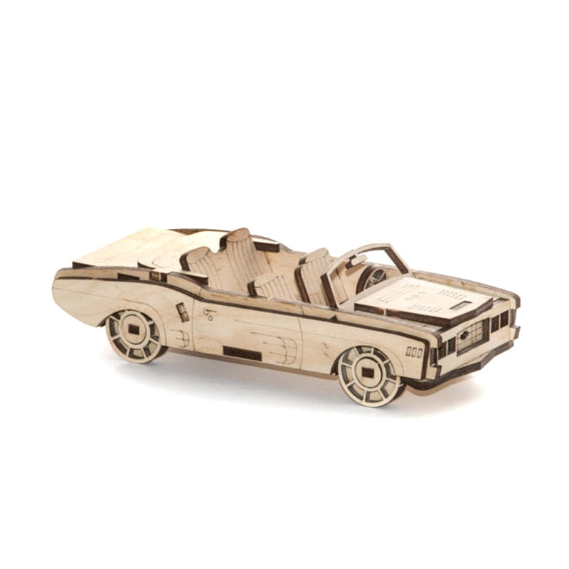 Laser Cut Convertible Car 3D Wooden Model Puzzle Kit