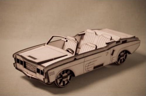Laser Cut Convertible Car 3D Wooden Model Puzzle Kit