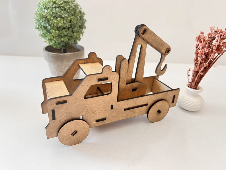 Laser Cut Crane Truck 3D Wooden Puzzle