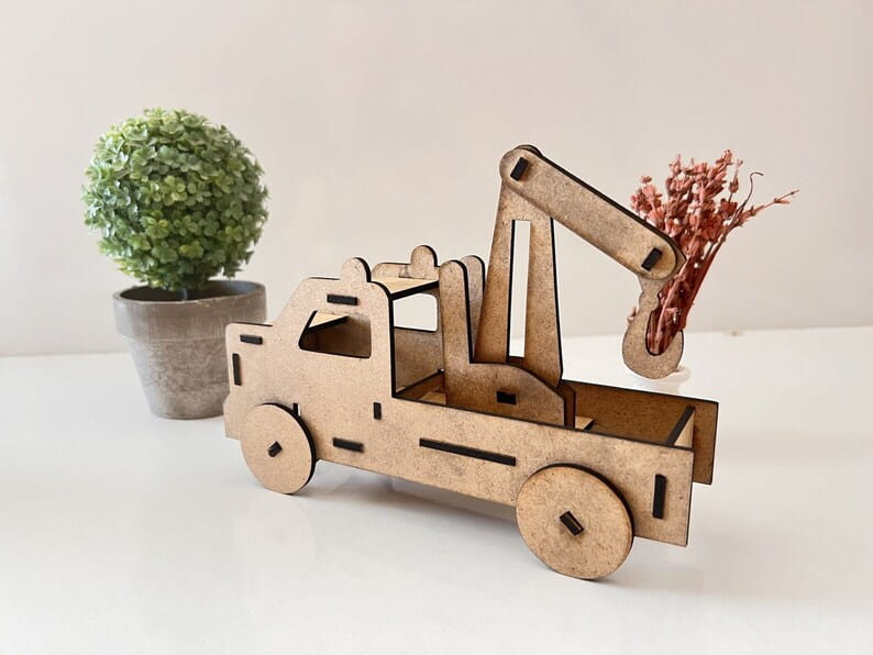 Laser Cut Crane Truck 3D Wooden Puzzle