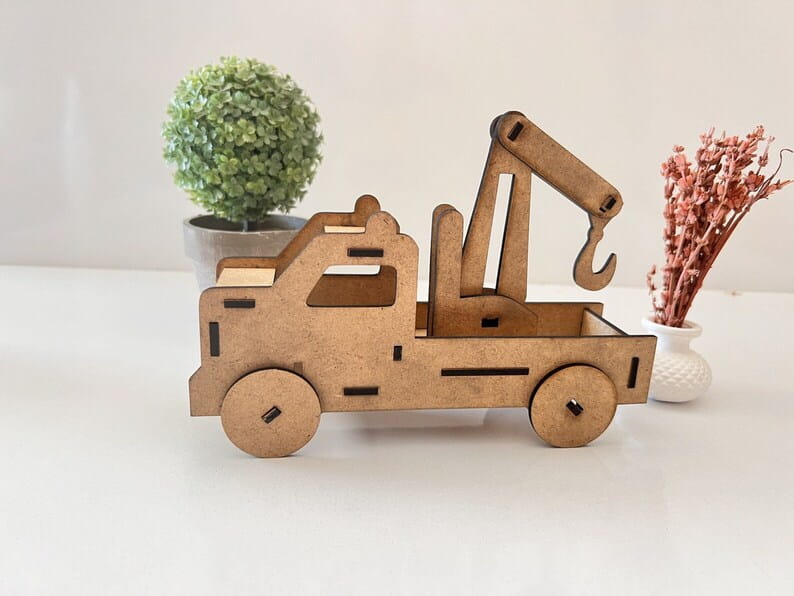 Laser Cut Crane Truck 3D Wooden Puzzle