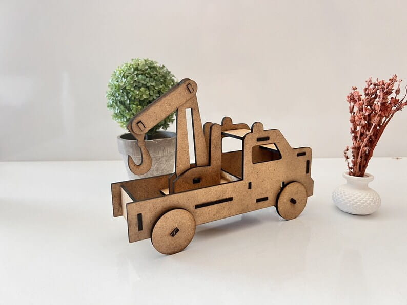 Laser Cut Crane Truck 3D Wooden Puzzle