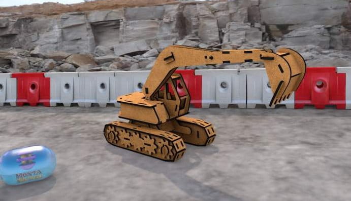 Laser Cut Excavator 3D Wood Model
