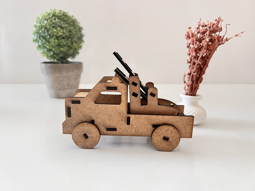 Laser Cut Fire Truck 3D Wood Model Kit