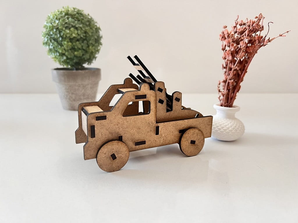 Laser Cut Fire Truck 3D Wood Model Kit