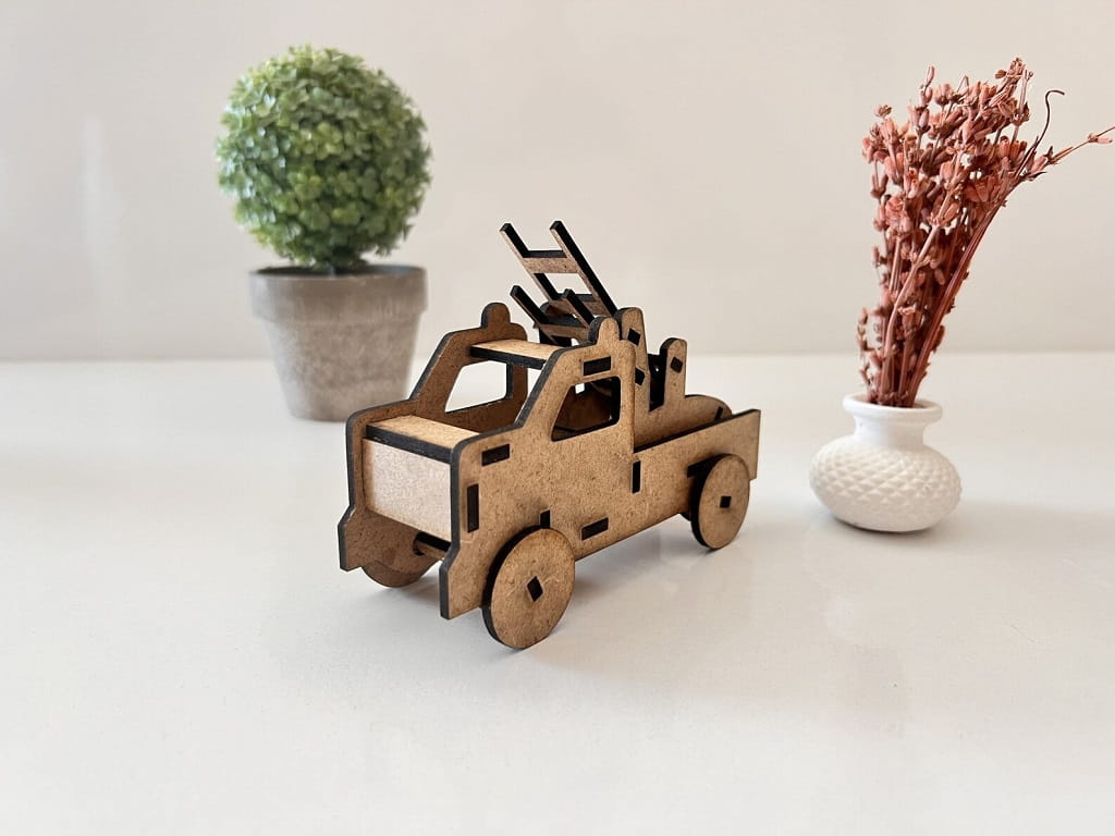 Laser Cut Fire Truck 3D Wood Model Kit